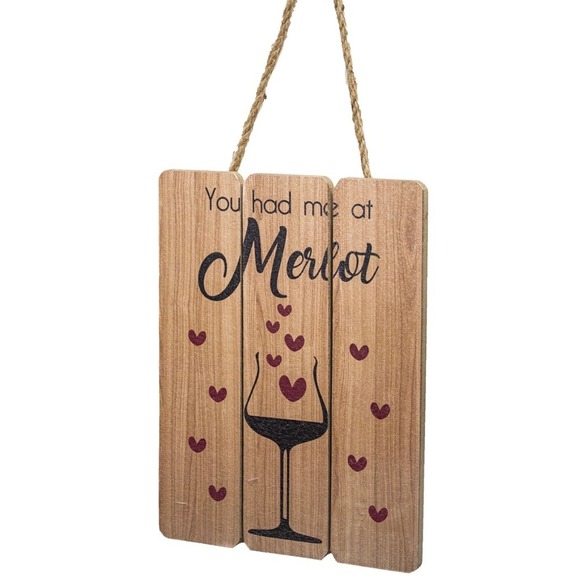 Wine Decor You Had Me At Merlot Wall Art Hanging‎ Sign Home Bar Decor - Picture 2 of 8